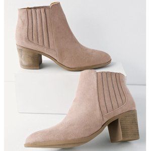 Lulu's Taupe Faux Suede Booties, 2.5 inch, size 10